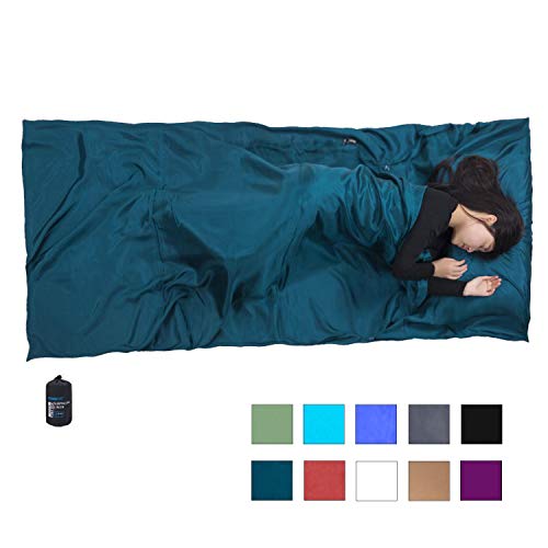 Browint Silk Sleeping Bag Liner, Silk Sleep Sheet, Sack, Extra Wide 87"x43", Lightweight Travel and Camping Sheet for Hotel,