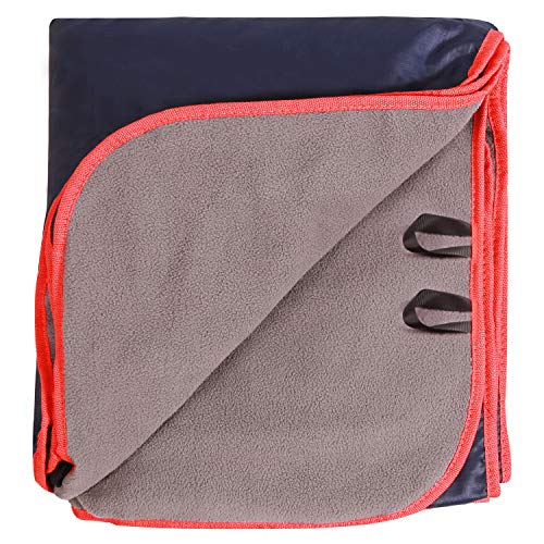 REDCAMP Large Waterproof Stadium Blanket for Cold Weather, Soft Warm Fleece Camping Blanket Windproof for Outdoor Sports, Blue
