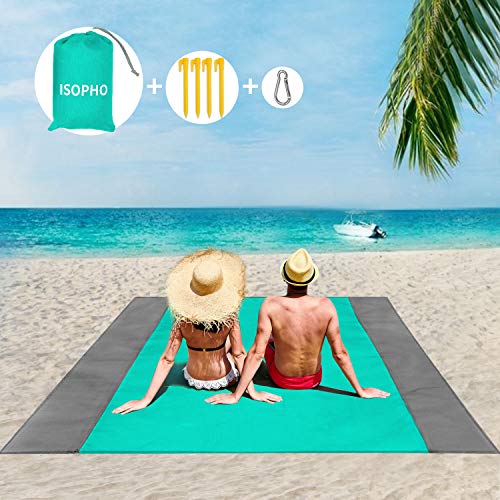 ISOPHO Beach Blanket, 79''Ã—83'' Picnic Blankets Waterproof Sandproof for 4-7 Adults, Oversized Lightweight Beach Mat,