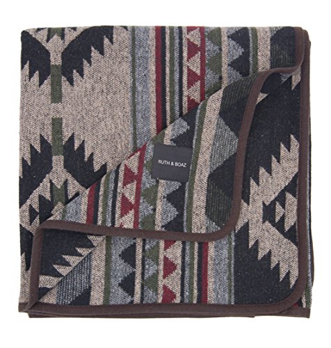 RUTH&BOAZ Outdoor Wool Blend Blanket Ethnic Inka Pattern(L) (Burgundy, Large)