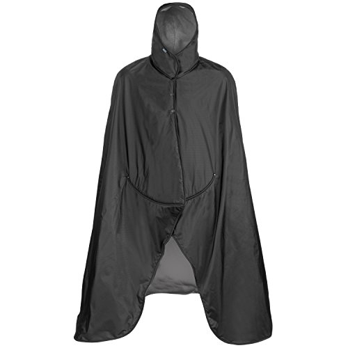 Mambe Extreme Weather 100% Waterproof/Windproof Hooded Blanket with Premium Stuff Sack (Size: Large, Charcoal) Made in The USA