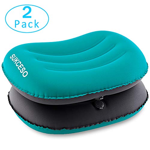 Sukceso [2-PACK] Ultralight Inflatable Camping Pillow - Compressible, Compact, Comfortable for Sleeping While Traveling, Hiking, or