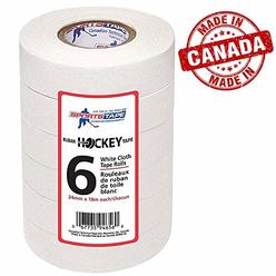Sports Tape White Hockey Tape, 6 Rolls, 1 Inch Wide, 20 Yards Long (Cloth)