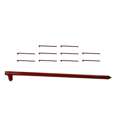Monk Industries 5/8 Inch x 18 Inch Hot Forged Red Tent Pin 10 Pack