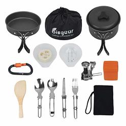 Bisgear 16pcs Camping Cookware Stove Carabiner Folding Spork Set Bisgear(TM) Outdoor Camping Hiking Backpacking Non-stick Cooking Non-st