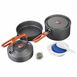 Fire-Maple Feast 2 Camping Cookware Set | Outdoor Cooking Set with Pot, Kettle, Pan, Bowls and Spatula | Premium Construction