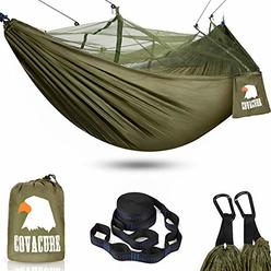 COVACURE Camping Hammock with Net - Lightweight Double Hammock 2 * 10ft Straps, Portable Hammocks, Camping Accessories for Outdo