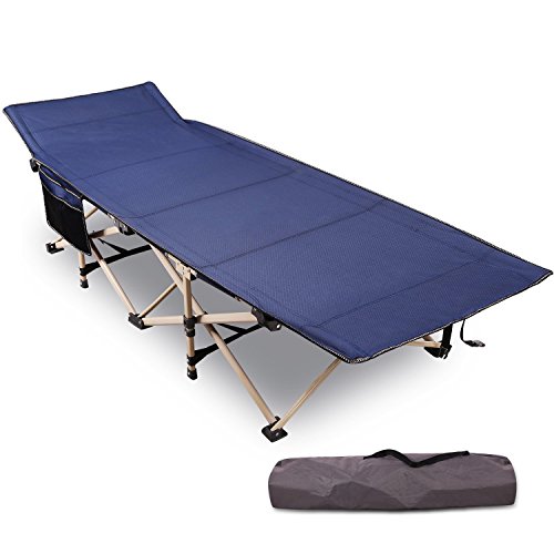 REDCAMP Folding Camping Cots for Adults Heavy Duty, 28" Extra Wide Sturdy Portable Sleeping Cot for Camp Office Use, Blue