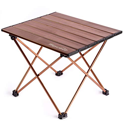 Alpcour Portable Camping Table â€“ Lightweight, Compact Folding Side Table in a Bag with Aluminum Top & Heavy Duty Hinge for
