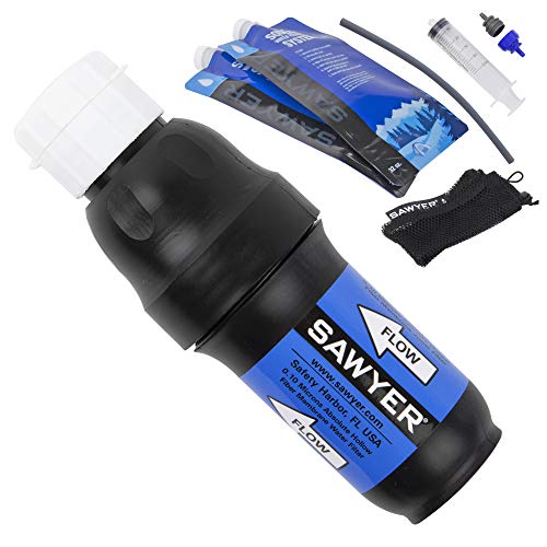 Sawyer Products SP129 Squeeze Water Filtration System w/ Two Pouches,Black/Blue