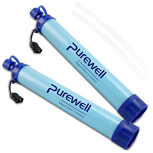 Purewell Outdoor Water Filter Personal Water Filtration Straw Emergency Survival Gear Water Purifier for Camping Hiking