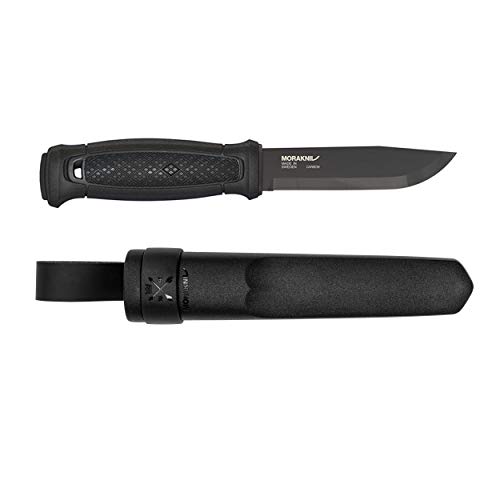 Morakniv Garberg Full Tang Fixed Blade Knife with Carbon Steel Blade, 4.3-Inch, Poly Sheath, Black