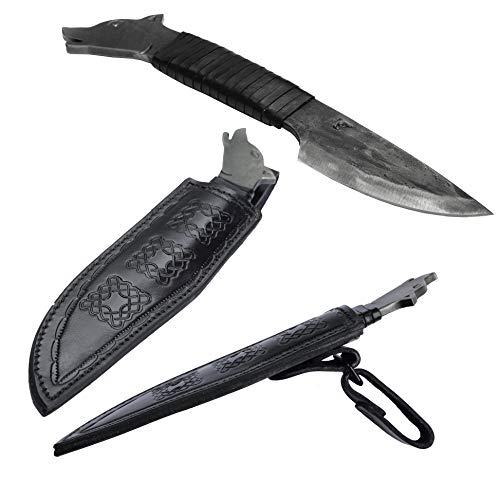 Toferner Original Gift-Knife - Wolf -Black- Hand Forged Knife - Sports- Hand Polished & Hardened Blade Beautiful Product.