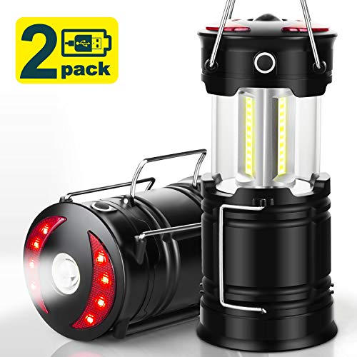 EZORKAS 2 Pack Camping Lanterns, Rechargeable Led Lanterns, Hurricane Lights with Flashlight and Magnet Base for Camping,