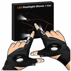 PARIGO LED Flashlight Gloves, Upgrade LED Light Gloves Gift for Men, Women, Mechanics & Electrician, Tactical Hands Free Gadgets for