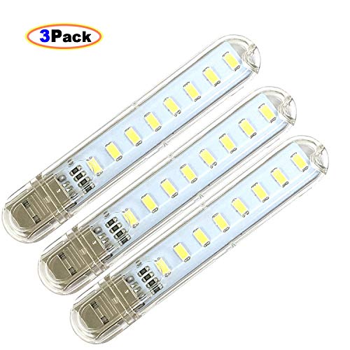 OUOU Mini Portable LED Night Light USB Keychain Lights for Reading Outdoor Powered Camping Lamp (3 Pack)