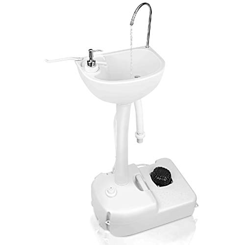 GYMAX Portable Wash Sink, Camping Sink with Towel Holder and Soap Dispenser, for Outdoor Camping, Travel, Events, 19L Water