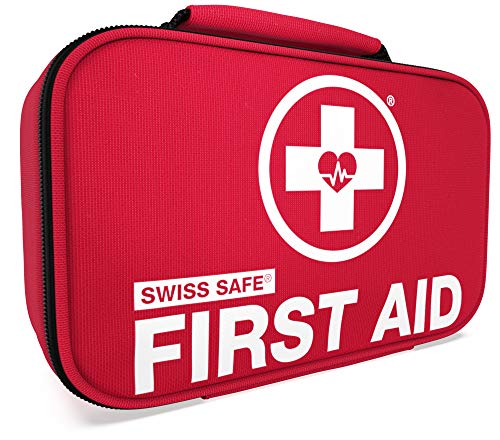 Swiss Safe 2-in-1 First Aid Kit (120 Piece) + Bonus 32-Piece Mini First Aid Kit: Compact, Lightweight for Emergencies at