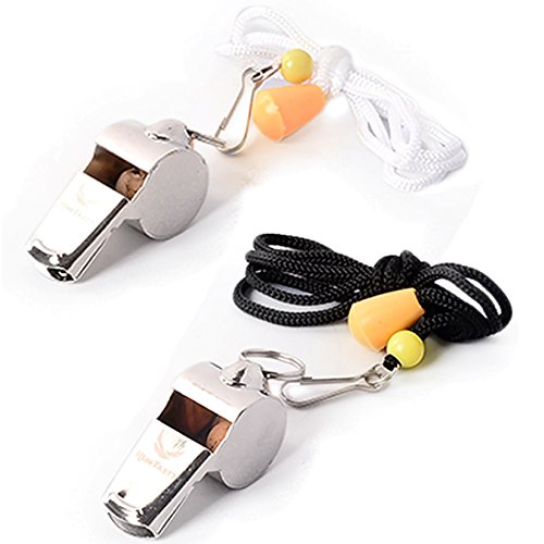 Runtasty [Voted No.1 Whistles] Premium Metal Whistle Pack of 2 with Adjustable & Removable Lanyard. Ideal for Survival, Teacher,