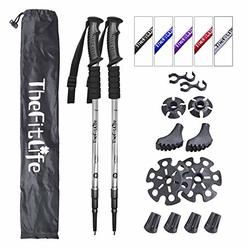 TheFitLife Nordic Walking Trekking Poles - 2 Pack with Antishock and Quick Lock System, Telescopic, Collapsible, Ultralight