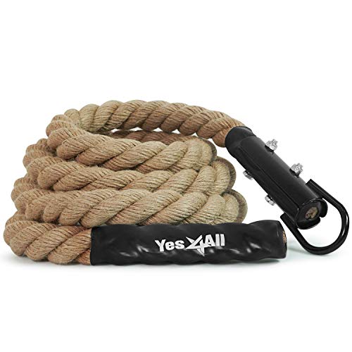 Yes4All Gym Climbing Rope for Fitness & Strength Training, Crossfit Exercises & Home Workouts (1.5in - 20ft), Natural
