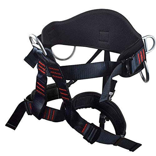 NewDoar Climbing Harness,Professional Mountaineering Rock Climbing Harness,Black Wider Thickened Half Body Harness for