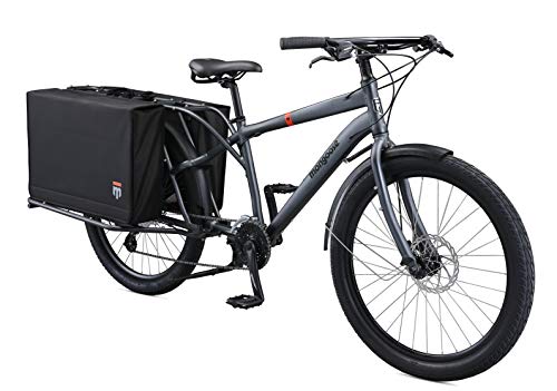 Mongoose Envoy Cargo Bike with 26-Inch Wheels in Grey, Small/Medium Frame, with 8-Speeds, Shimano Drivetrain, Aluminum Cargo