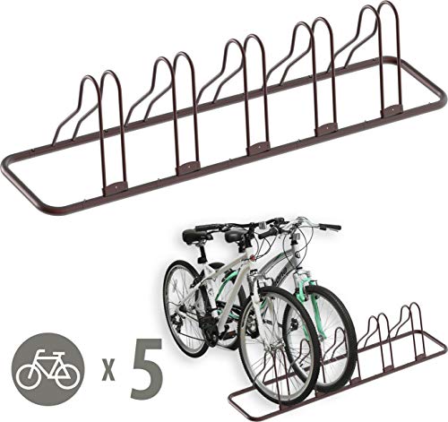 Simple Houseware 5 Bike Bicycle Floor Parking Adjustable Storage Stand, Bronze