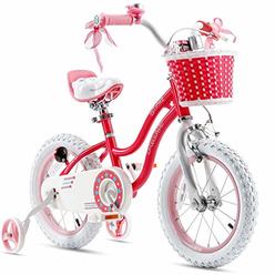 Royalbaby Girls Bike Stargirl 14 Inch Girl's Bicycle With Training Wheels Basket Child's Girl's Bike Pink