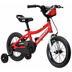 schwinn koen & elm toddler and kids bike, for girls and boys, 14-inch wheels, bmx style, with saddle handle, training wheels 