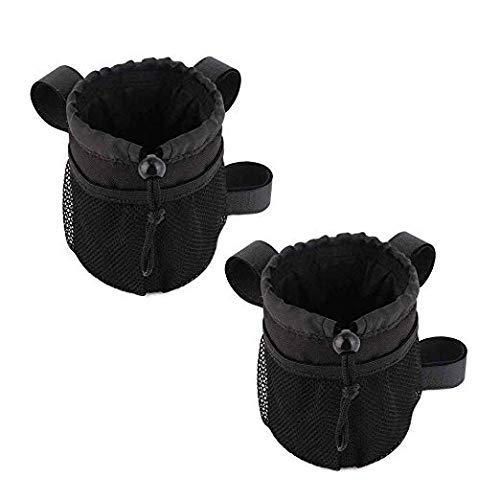 kemimoto 4-Straps Bike Water Bottle Holder with Tighter Buckle, Bicycle Handlebar Cup Holder Drink Holder with mesh Pockets,