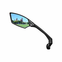MEACHOW New Scratch Resistant Glass Lens,Handlebar Bike Mirror, Rotatable Safe Rearview Mirror, Bicycle Mirror, (Blue Left