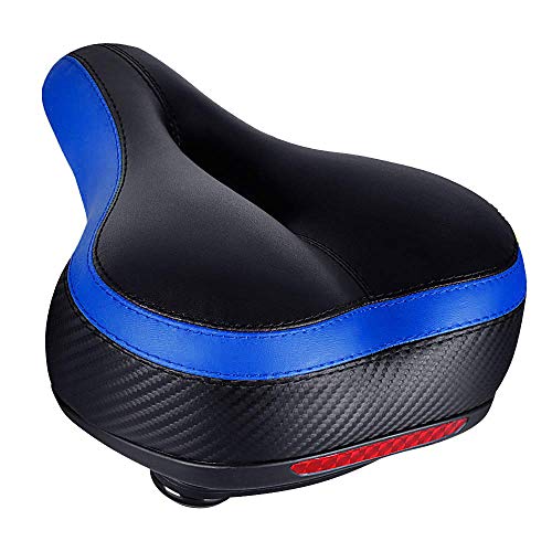 TONBUX Bike Seat - TONBUX Oversized Bike Seat, Replacement Bicycle Seat - Taillight Reflective Tape Dual Shock Absorbing Ball Wide