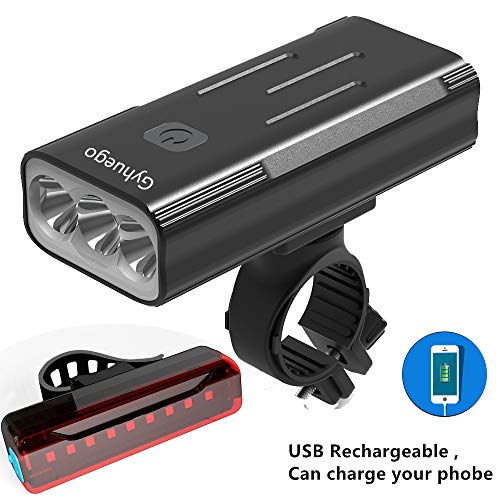 Gyhuego Bike Light USB Rechargeable, 4000 Lumen Bicycle Lights Front and Back, Bright Led Bike Headlight and Taillight with