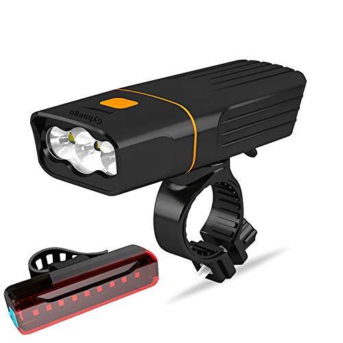 Gyhuego USB Rechargeable Bike Light Front, Super Bright 3 Led 3000 Lumens, Runtime 10hrs Waterproof Bicycle Headlight and