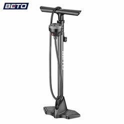 Beto Bike Pump Portable - Bicycle Floor Pump with Industrial Level Top - Mounted Gauge& Air Bleed Button -Presta Schrader