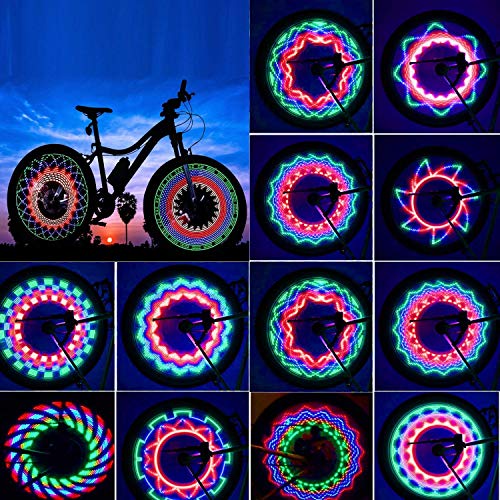 TGJOR Bike Wheel Lights, LED Waterproof Bicycle Spoke Tire Light with 32-LED and 32pcs Changes Patterns Bicycle Rim Lights