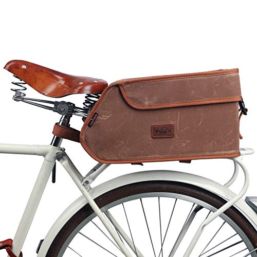 TOURBON Canvas Bicycle Pannier Bike Rear Rack Insulated Trunk Cooler Bag