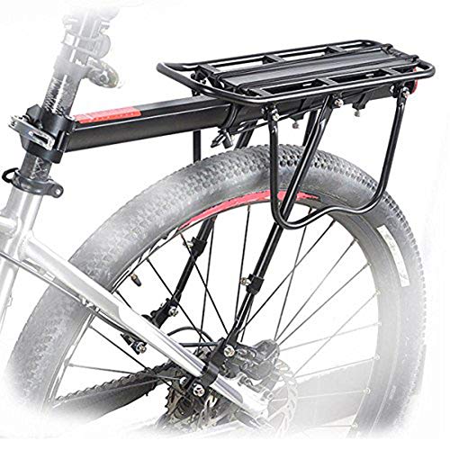 HOMEE Rear Bike Rack, 110 lbs / 50KGS Rear Bike Frame Aluminum Alloy Universal Adjustable Cargo Rack Equipment Stand