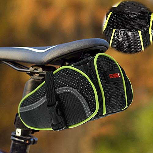 Eloiro Ryhpez Bike Saddle Bag, Bicycle Bag Back Seat Pouch Mountain Bike Pocket Pack Waterproof Strap-on Seat Bag for Outdoor Night