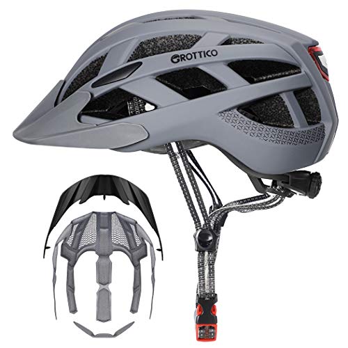 GROTTICO Adult-Men-Women Bike Helmet with Light - CPSC Certified for Mountain Road Bicycle Helmet with Replacement Pads &