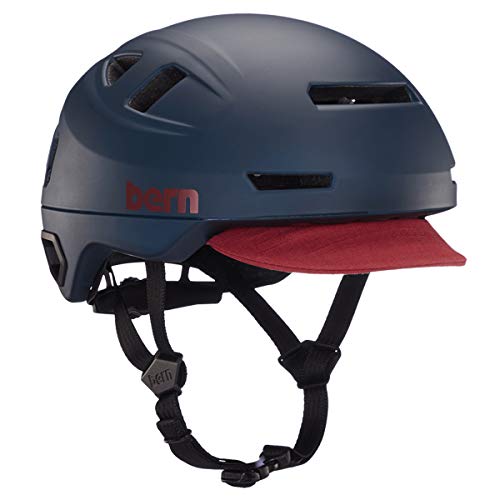 BERN, Hudson MIPS Bike Helmet with Integrated LED Rear Light and U-Lock Compatibility for Commuting, Matte Navy, Large
