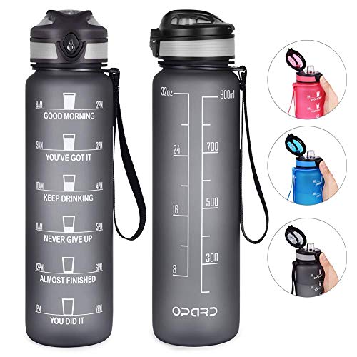 Opard 32oz Sports Water Bottle With Motivational Time Marker to