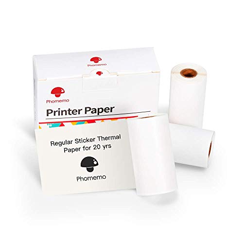 Phomemo White Self-Adhesive Thermal Paper for Phomemo M02/M02 Pro/M02S, Storage Time 20 Years, 50mm x 3.5m, Diameter 30mm, 3