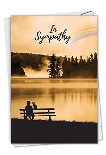 The Best Card Company - Pet Sympathy Card with Envelope - Animal Bereavement, Sorry for Loss - Sympathy Rainbow Cat C7219PSG