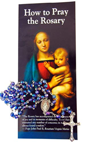Westman Works How to Pray the Rosary Pamplet Gift Set wtih Faced Acrylic Bead Rosary