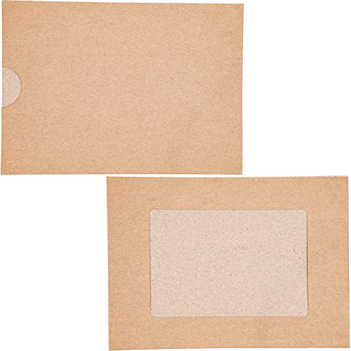 Juvale 50 Pack Kraft Photo Insert Note Cards - Ppaer Picture Frames and Envelopes, Kraft Photo Mats for Photo Insert Greeting Cards