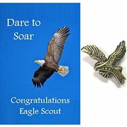 Aquinas Eagle Congratulations Card and Pin Dare to Soar Set for Eagle Scout