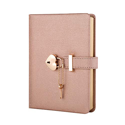 cagie Heart Shaped Combination Lock Diary with Key Off-Color PU Leather Cover Jounal Personal Organizers Secret Notebook Gift for