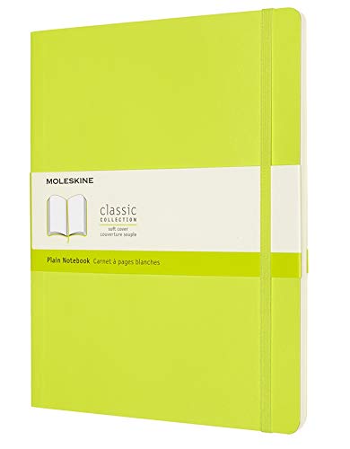 Moleskine Classic Notebook, Soft Cover, XL (7.5" x 9.5") Plain/Blank, Lemon Green, 192 Pages